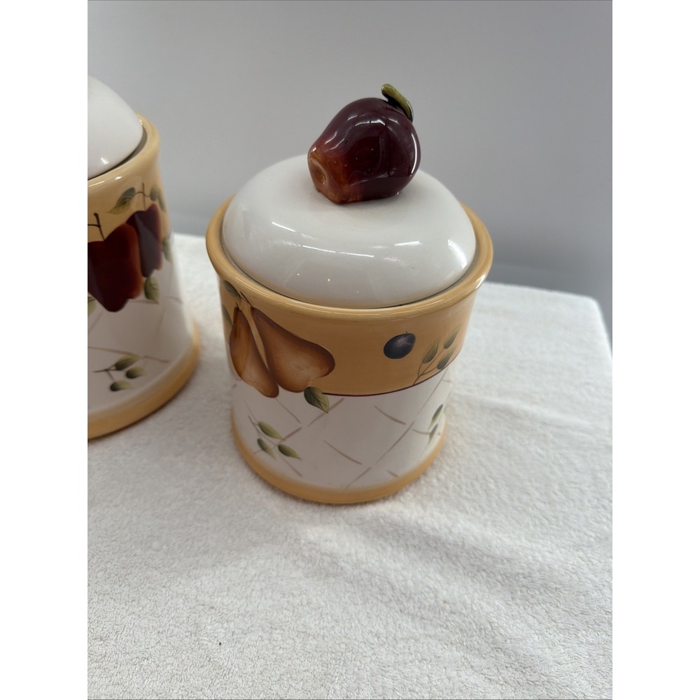 Set of 3 Canister & Lid Sonoma Villa - Rubber Seal Ceramic Home Interiors Fruits - Picture 7 of 12